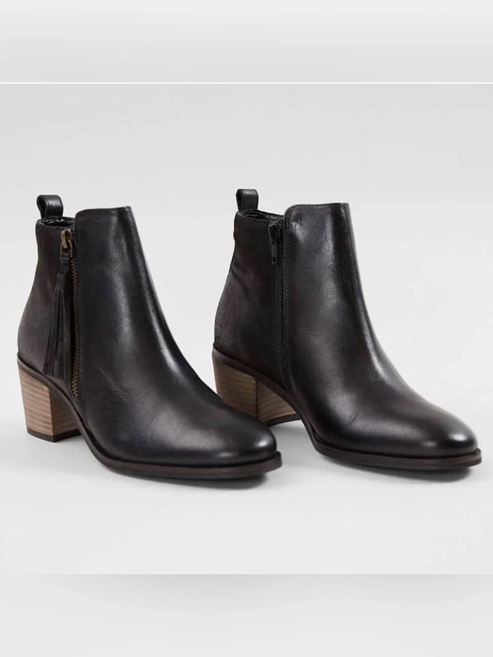 Crevo Autumn Tassel Leather Ankle Boot Ankle Booties Black Boho Fall Size 9.5